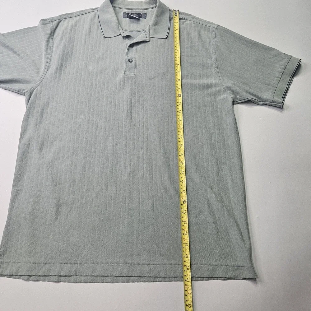 NIKE GOLF Dri-FIT Polo Shirt XL Sage Green Vertical Stripe Textured Short Sleeve